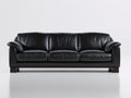 3 Sitzer Sofas - Schwarzer Bezug 220 x 95 x 90 cm - Dunkle Holzfüße - Klassisches Design für Wohnzimmer