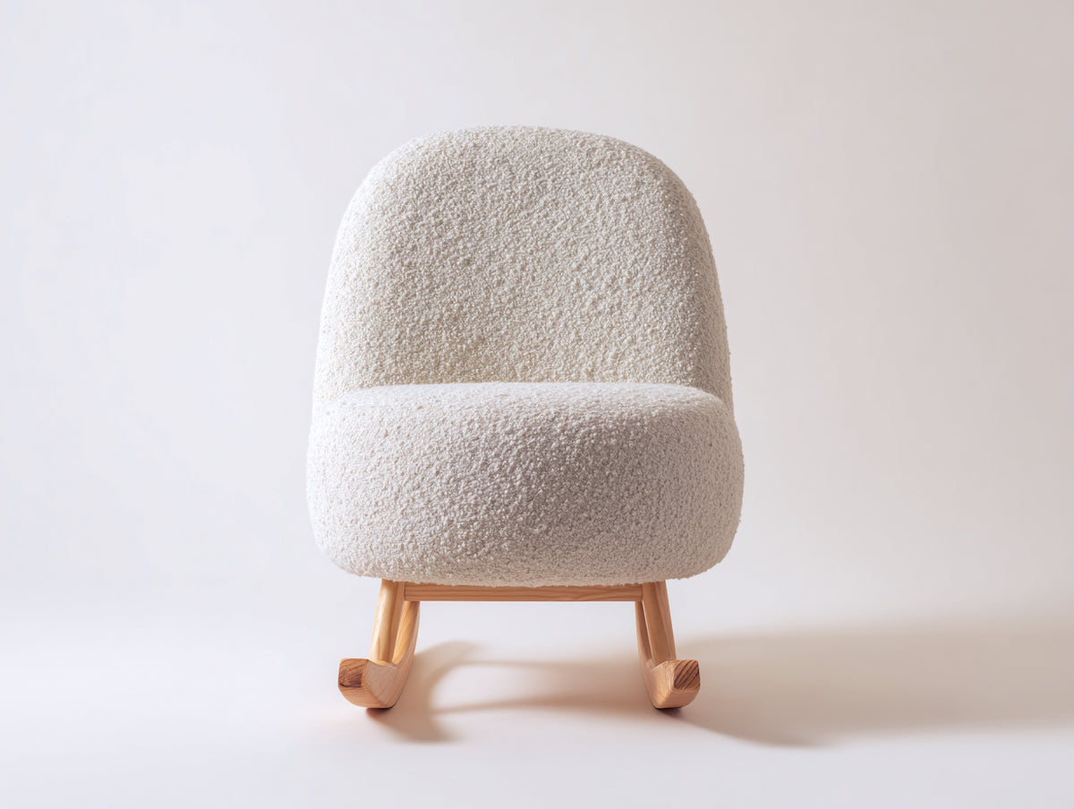 Schaukelstühle Bouclé Stoffbezug 72 x 84 x 96 cm - Creme-Natur - Armlehnenloser Schaukelstuhl für Wohnzimmer