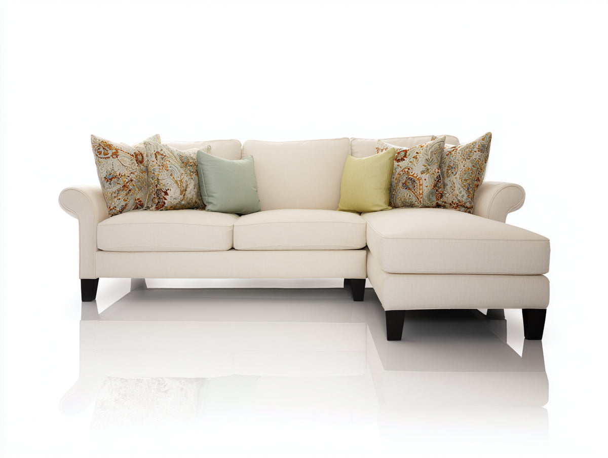 Ecksofa Stoffbezug 250x165x88 cm - Creme - Klassisches Design