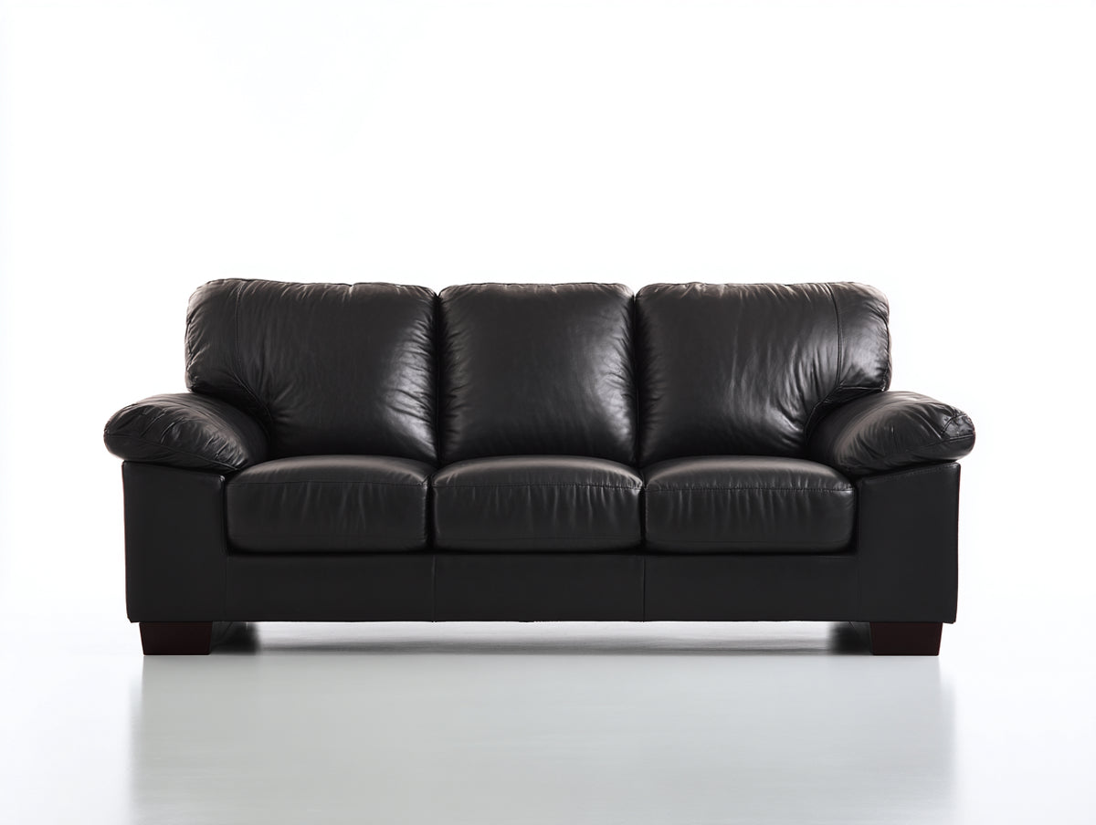 3 Sitzer Sofas - Gepolsterter Bezug 215x92x88 cm - Schwarz - Klassisches Design mit breiten Armlehnen