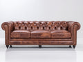 3 Sitzer Sofas Lederbezug 220 x 95 x 76 cm - Braun - Chesterfield Design für Wohnzimmer