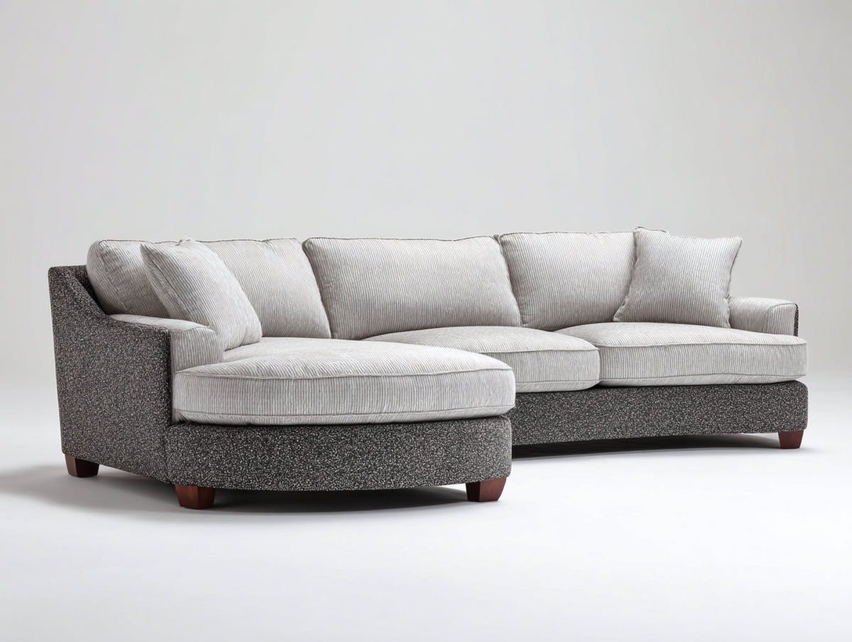 Ecksofa Stoffbezug 260 x 170 x 85 cm - Hellgrau-Dunkelgrau - Großzügige Chaiselongue für Wohnzimmer
