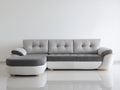 Ecksofa - Stoff und Kunstleder 260 x 170 x 88 cm - Hellgrau Dunkelgrau und Weiß - Moderne Wohnlandschaft mit Ottomane