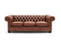 3 Sitzer Sofas Lederbezug 230 x 95 x 76 cm - Cognacbraun - Chesterfield Stil für Wohnzimmer