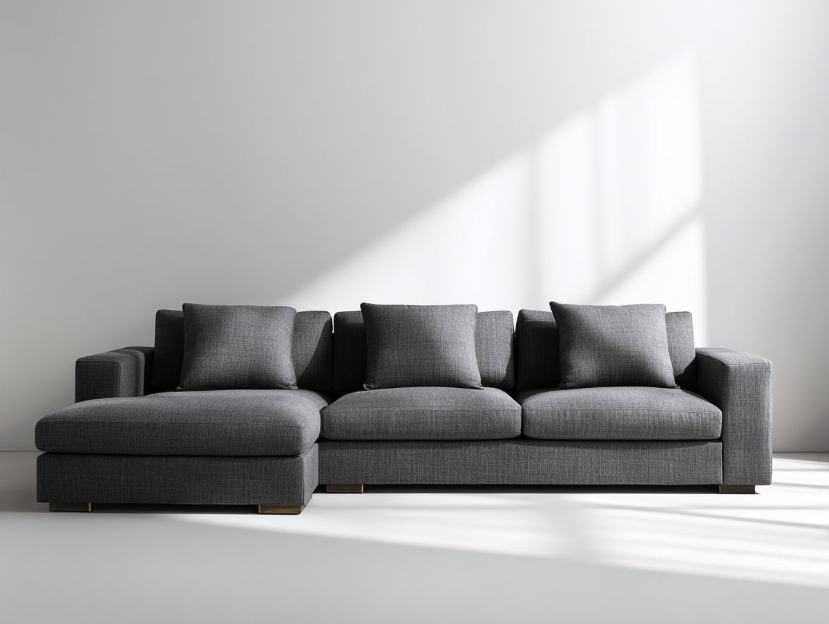 Ecksofa Strukturstoff 270 x 170 x 84 cm - Dunkelgrau - Modernes Design