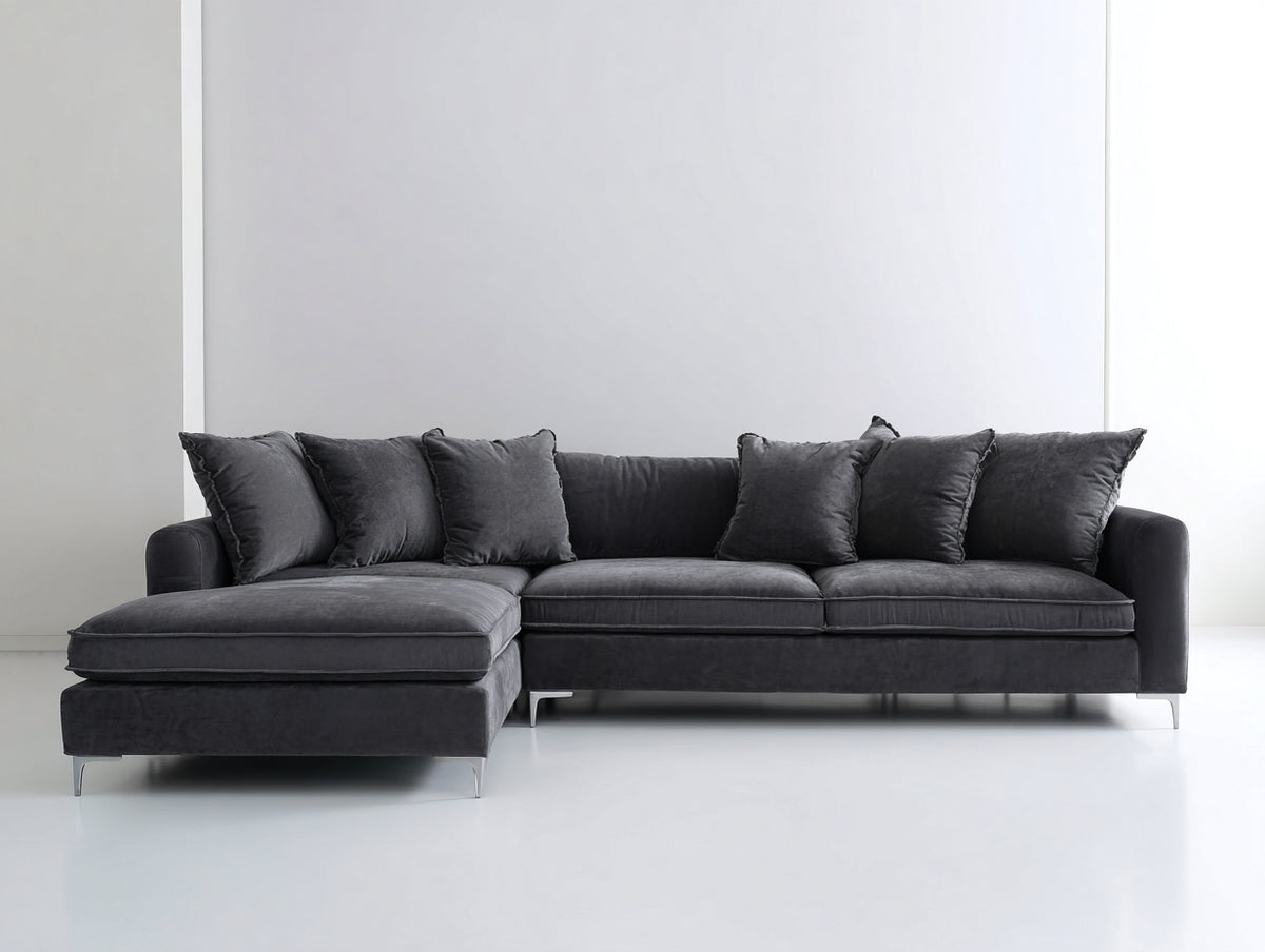 Ecksofa Stoffbezug 275x170x84 cm - Dunkelgrau - Modernes Design