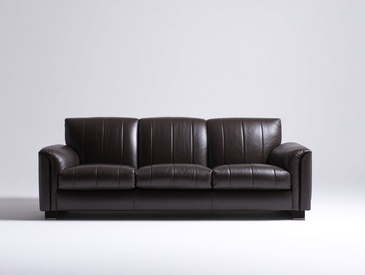 3 Sitzer Sofas - Dunkelbrauner Bezug 205 x 90 x 88 cm - Gepolsterte Armlehnen - Klassisches Design für Wohnzimmer