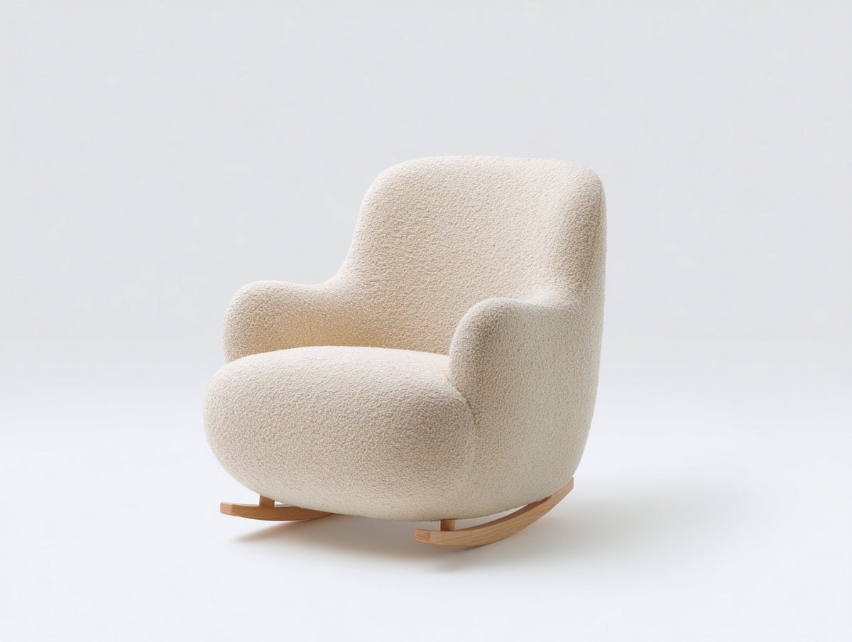 Schaukelstühle Bouclé Stoff Holzgestell 82 x 90 x 98 cm - Creme-Natur - Modernes Design