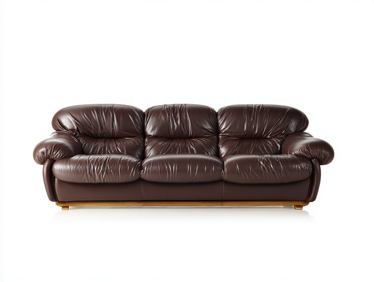 3 Sitzer Sofas Lederbezug 215 x 100 x 90 cm - Dunkelbraun - Komfortpolsterung für Wohnzimmer