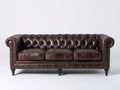 3 Sitzer Sofas Lederoptik 230 x 95 x 78 cm - Dunkelbraun - Chesterfield Stil